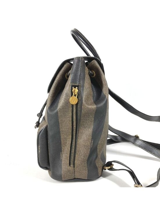 Fendi Backpack Pecan Logo Leather Khaki